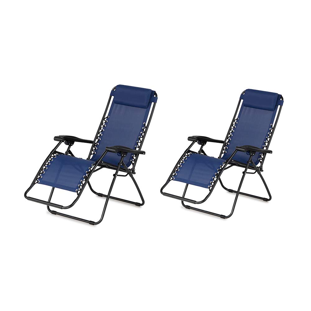 Blue 2 Pack Zero Gravity Folding Recliner Lounge Chair G52068