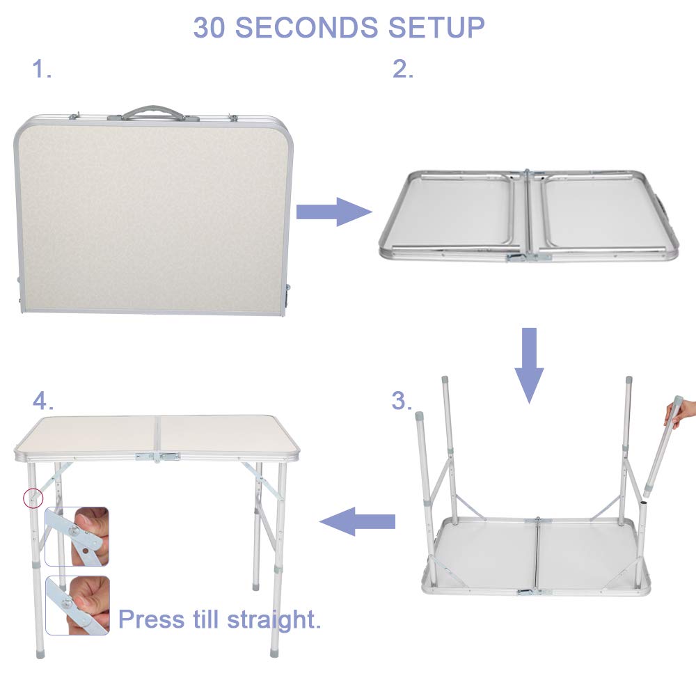 3ft Portable Folding Aluminum Camping Table Z6840