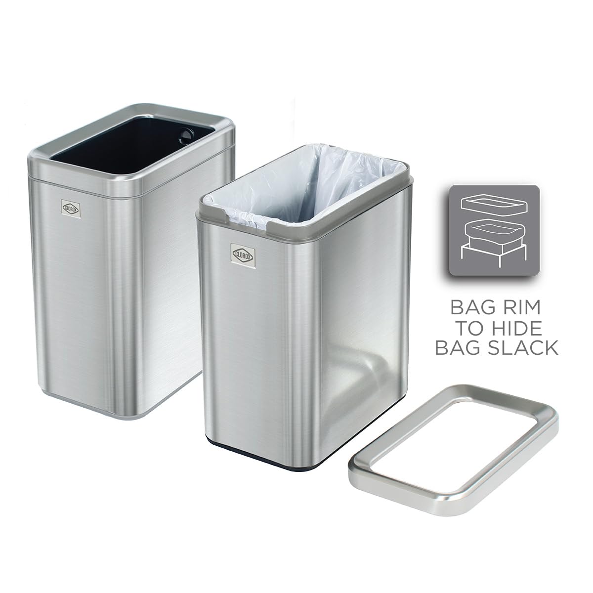 2.6 Gallon Stainless Steel Slim Trash Can with Removable Bucket P3004