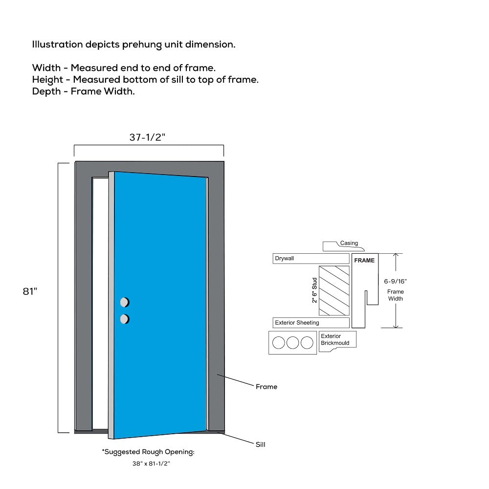 Primed Left Hand Outswing 1/2 Lite 2-Panel Clear Glass Steel Prehung Front Door 36" x 80" D571