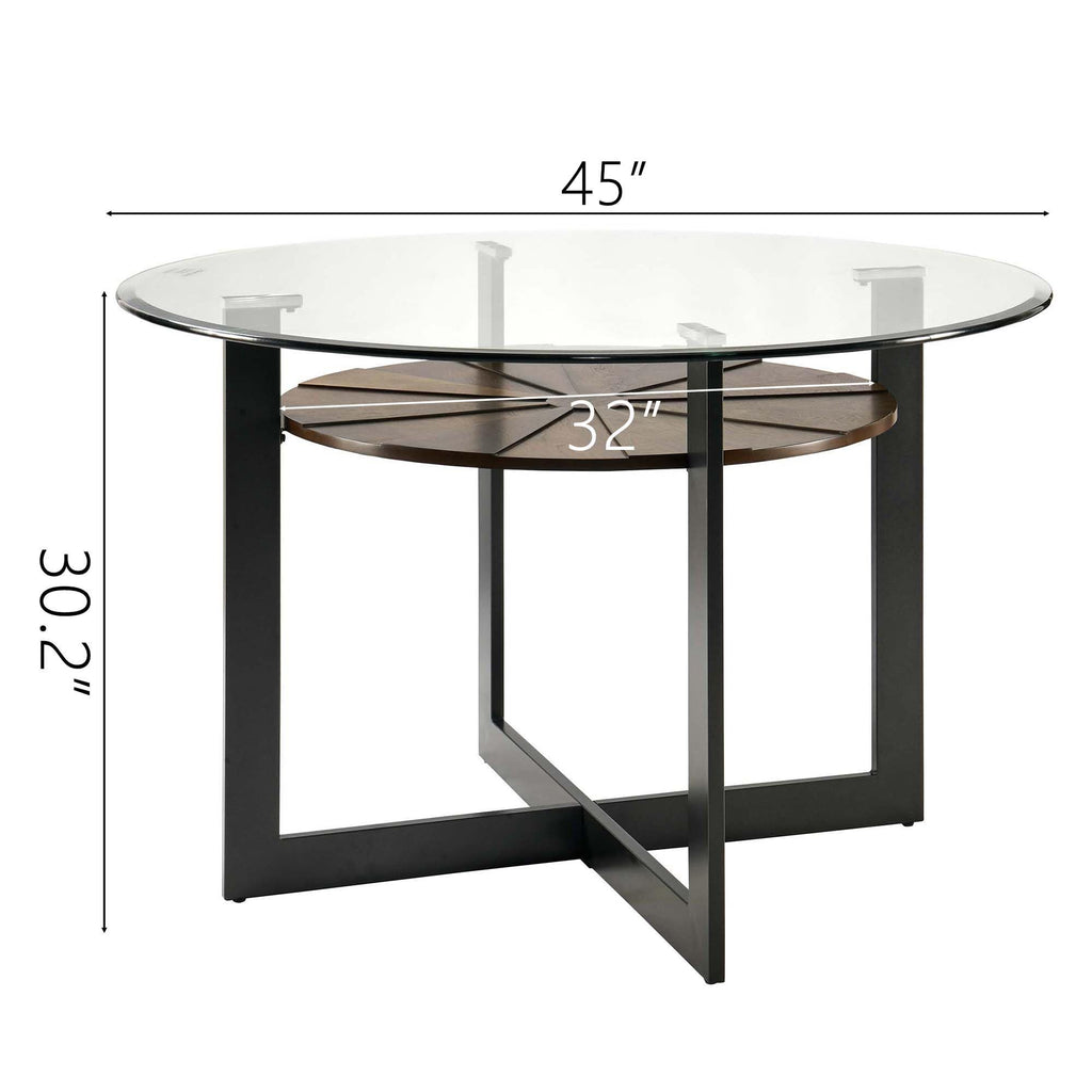 45 inch Round Glass Dining Table Set for 4 with Chairs W73115