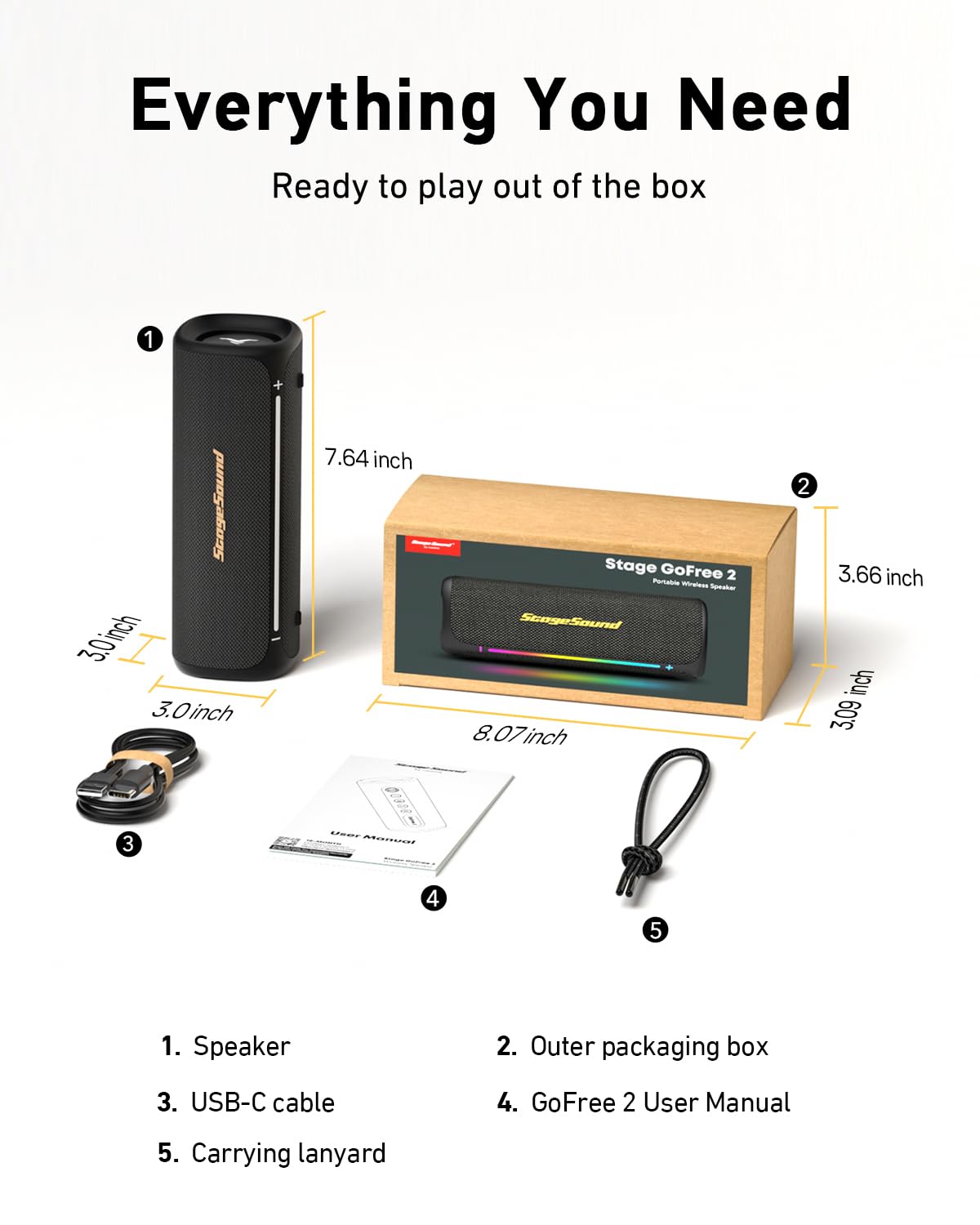 Portable Bluetooth Speaker IP67 Waterproof Black U251938