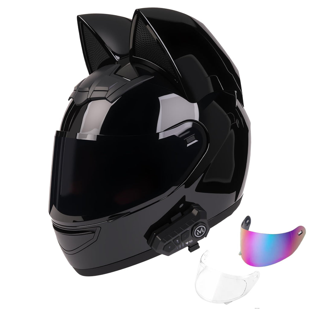 Bluetooth Motorcycle Cat Ear Full Face Helmet DOT Approved B785