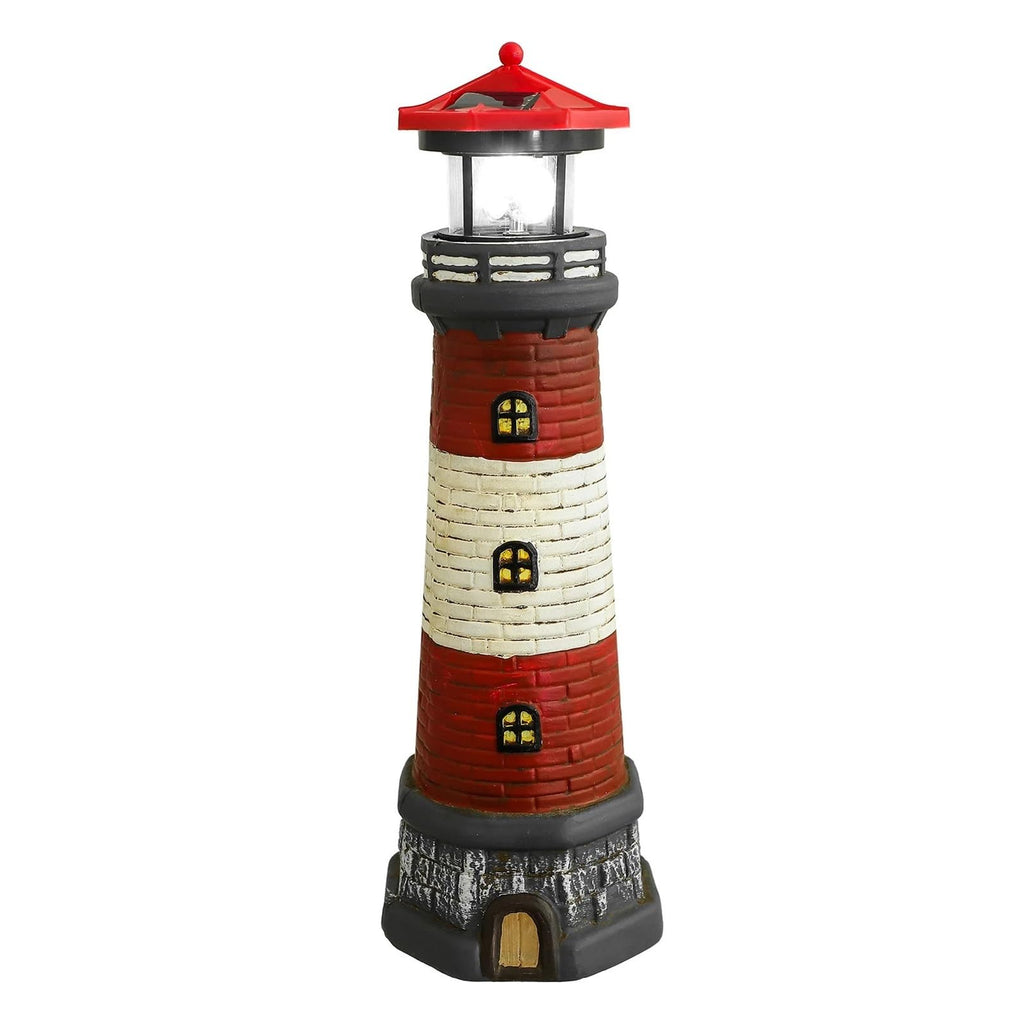 Solar Powered Lighthouse Rotating Beacon Red Resin E4527