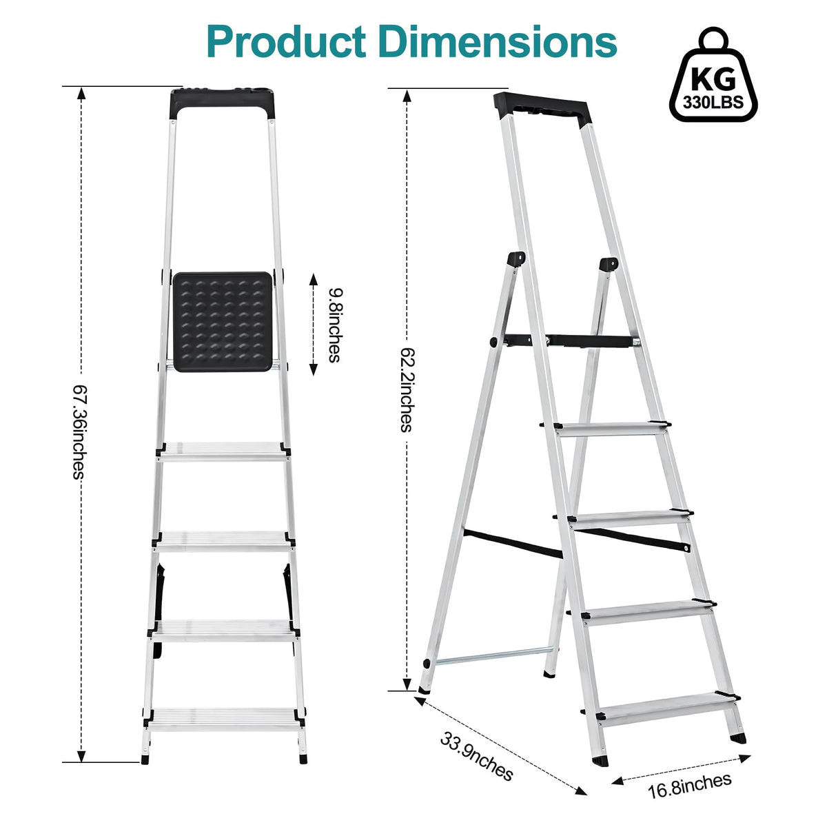 5 Step Aluminum Folding Step Stool H192734