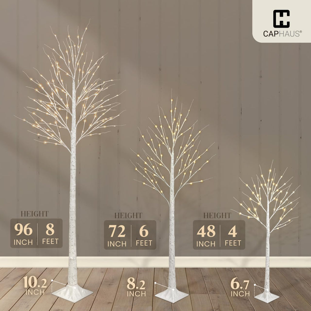 8 Ft White Pre-Lit Birch Tree with 132 Warm White LED U806