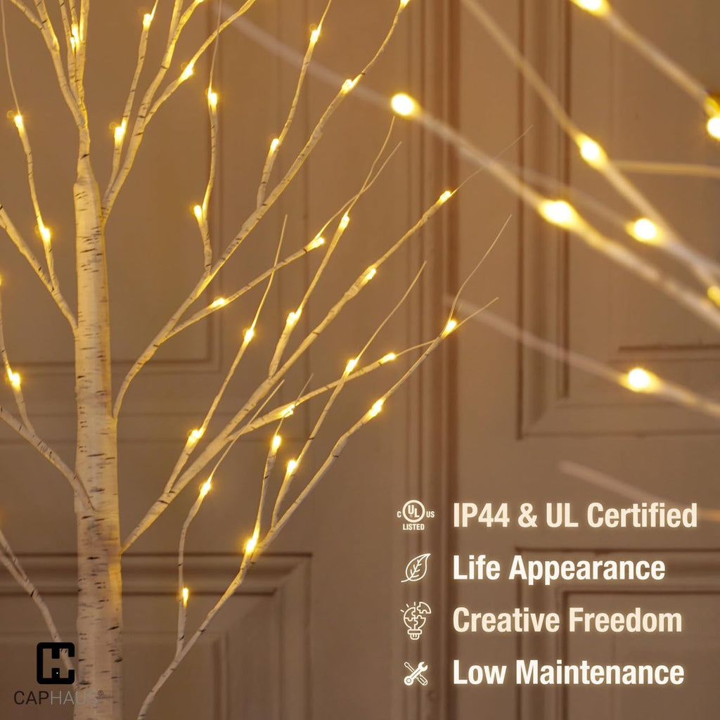 8 Ft White Pre-Lit Birch Tree with 132 Warm White LED U806