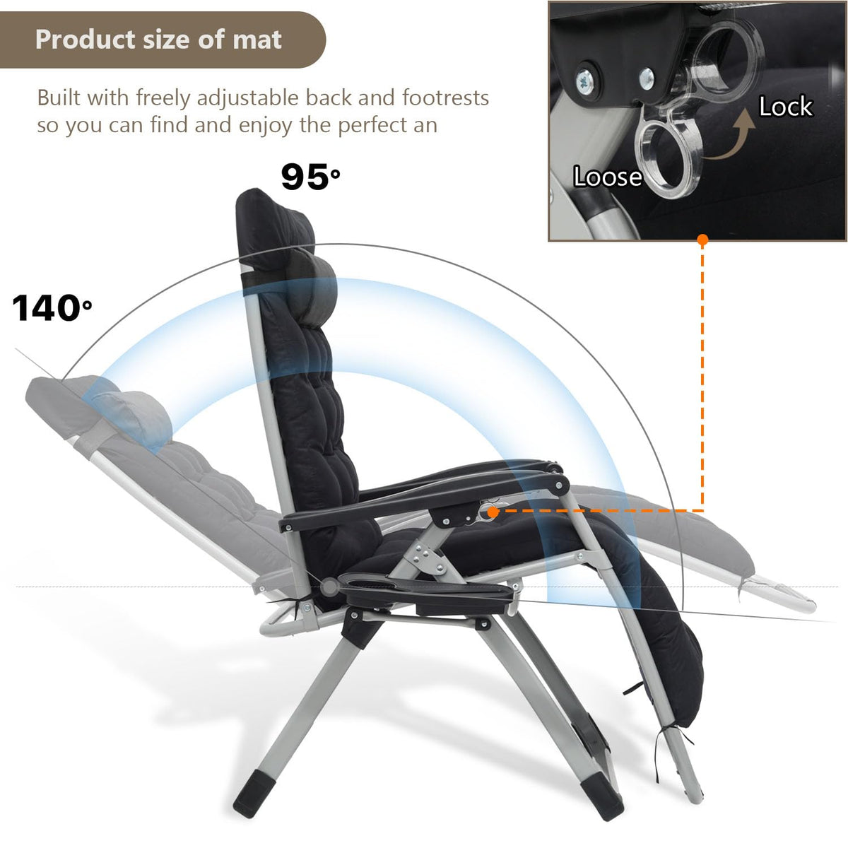 Zero Gravity Lounge Chair Black W743293