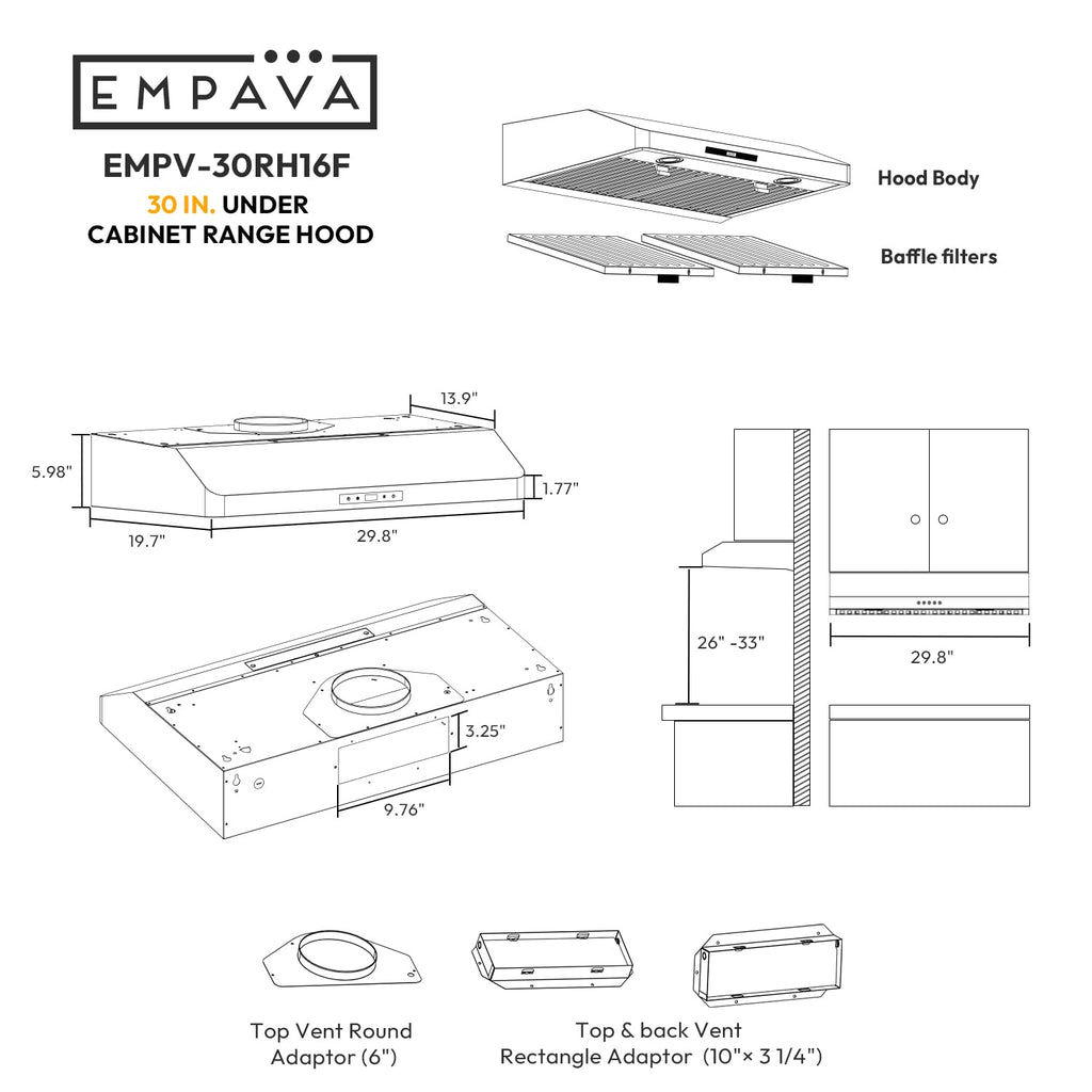 Under Cabinet Range Vent Hood 30 Inch Q353