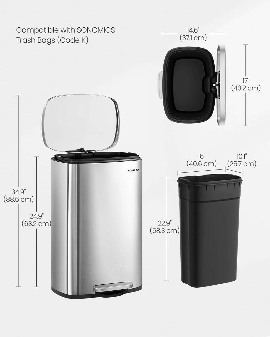 13 Gallon Stainless Steel Trash Can Q81838