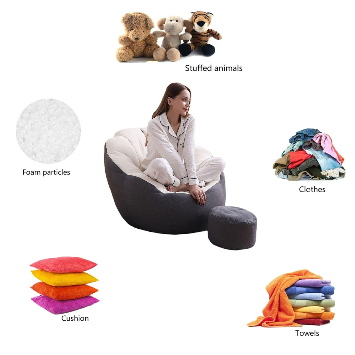 Corduroy Bean Bag Chair Cover X9134
