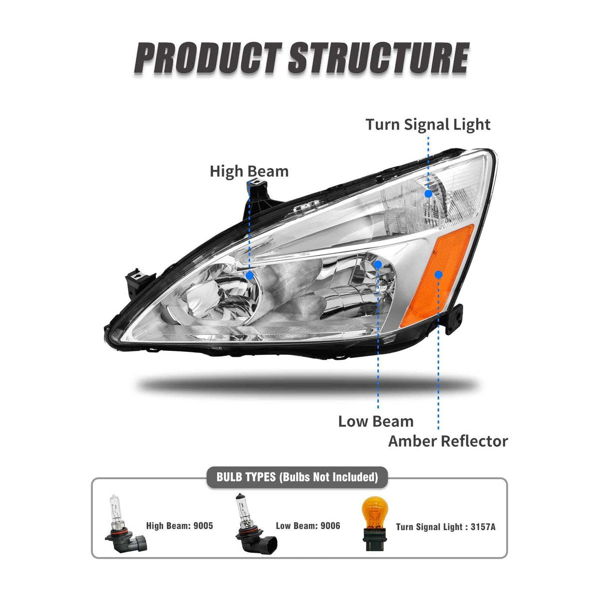 2003-2007 Honda Accord Halogen Headlight A34508
