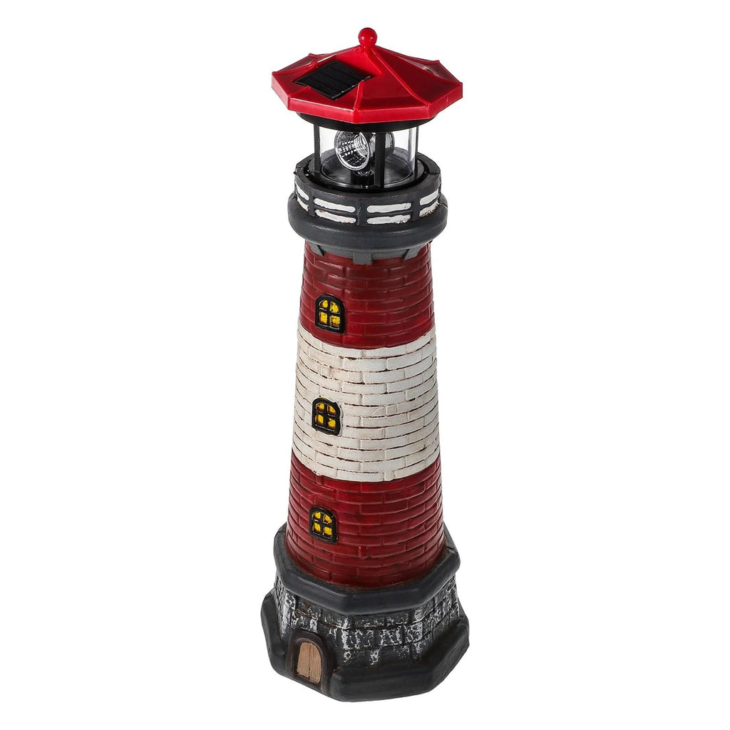 Solar Powered Lighthouse Rotating Beacon Red Resin E4527