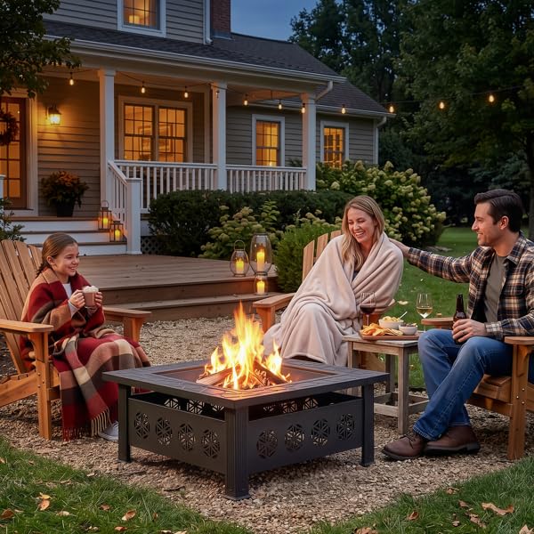 32 Inch Square Wood Burning Fire Pit Table Y1517