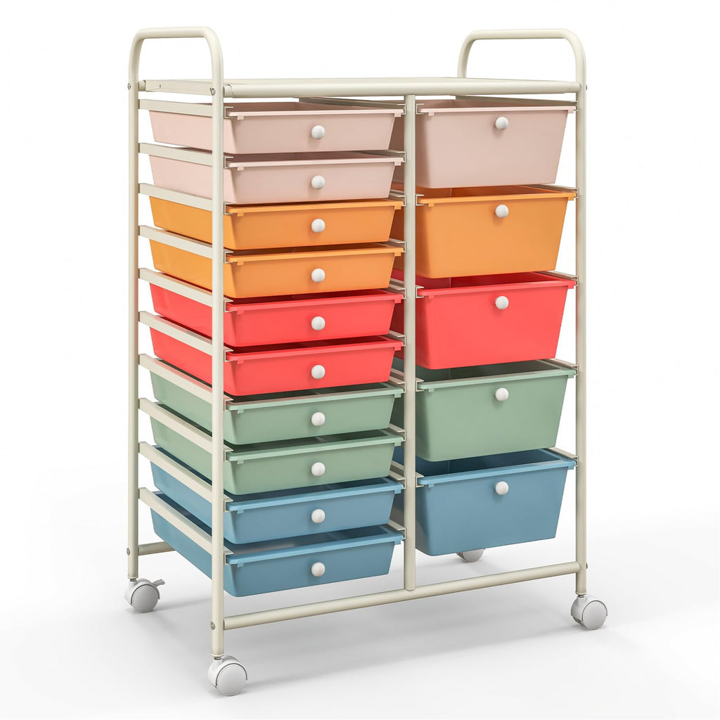 15 Drawer Multicolor Rolling Storage Cart G5043