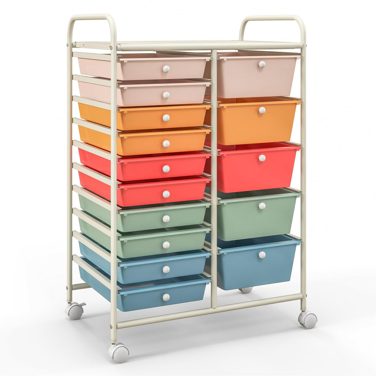 15 Drawer Multicolor Rolling Storage Cart G5043