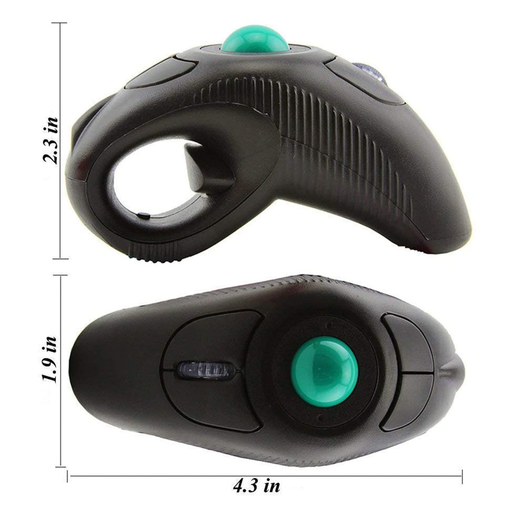 Wireless 2.4G USB Ergonomic Trackball Handheld Finger Mouse W9347