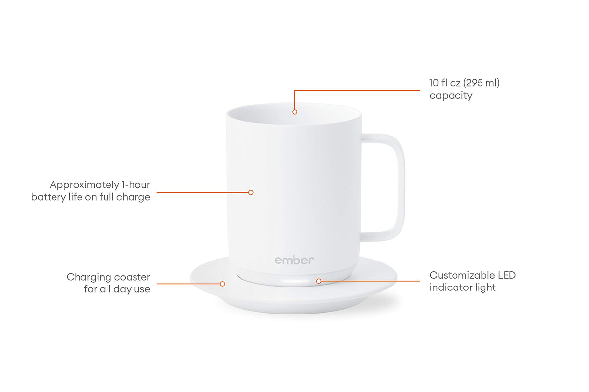 White 10 Ounce Temperature Control Smart Mug X6865