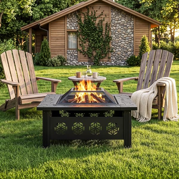 32 Inch Square Wood Burning Fire Pit Table Y1517