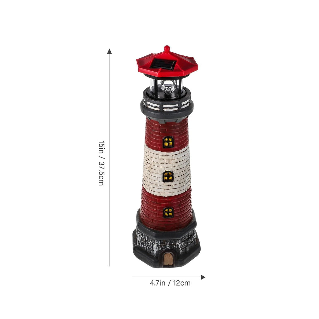 Solar Powered Lighthouse Rotating Beacon Red Resin E4527