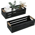 2 Pack Wooden Bathroom Storage Crates with Rope Handles M20367
