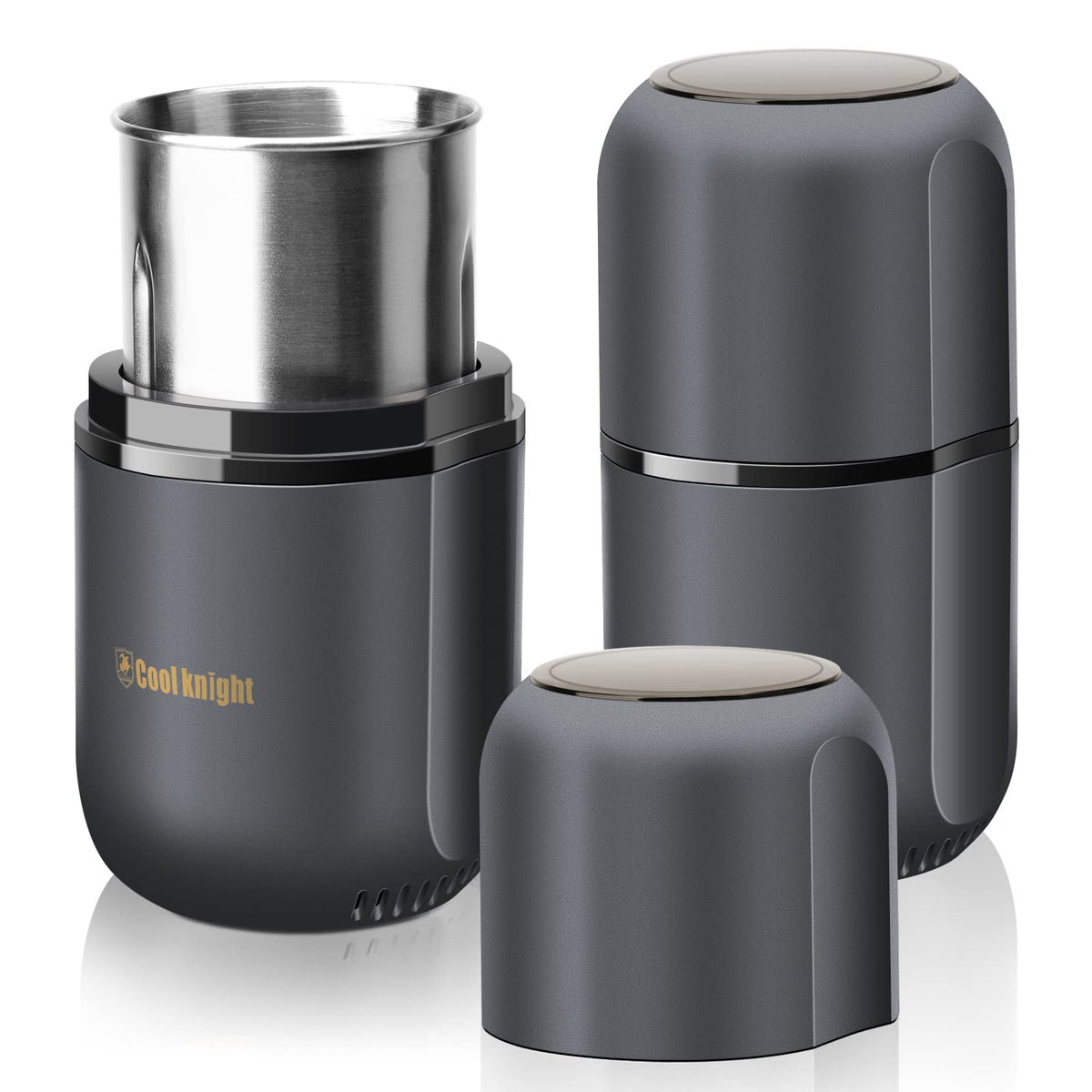 Electric Herb Grinder with Pollen Catcher 7.5" Grey R508429
