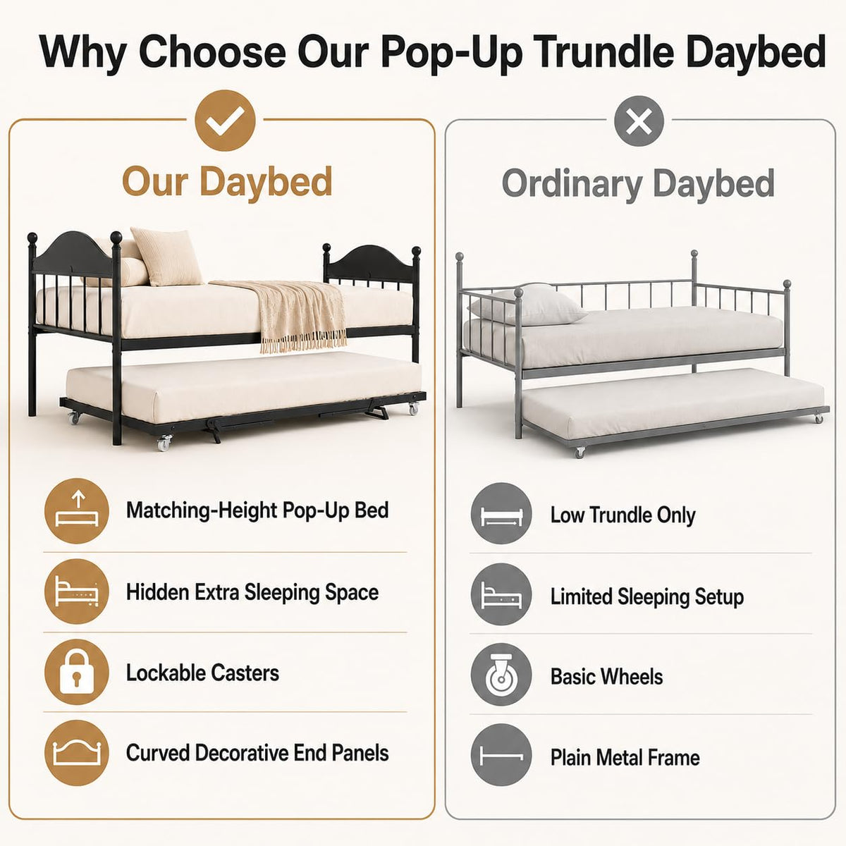 Black Daybed with Pop Up Trundle B895