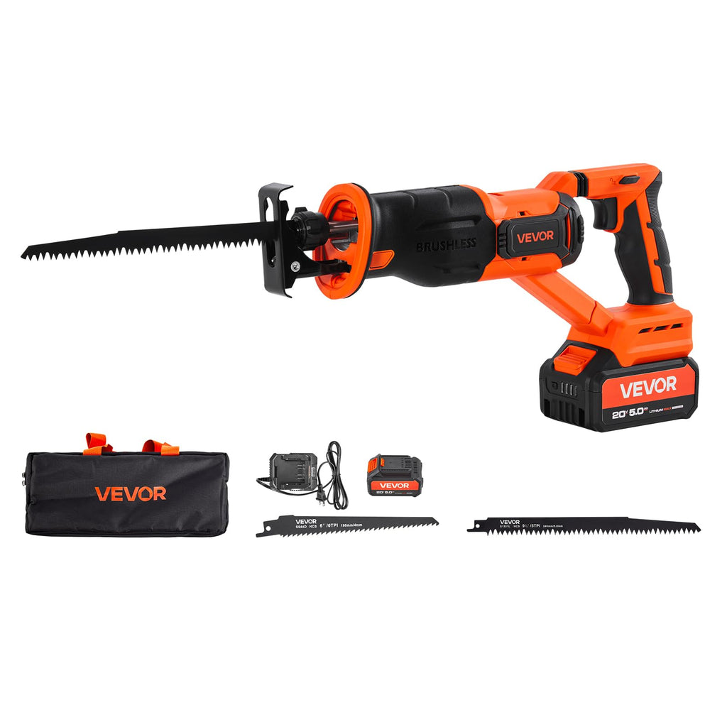 20V Cordless Reciprocating Saw with Battery, 8 Blades, and Carrying Bag Q93914