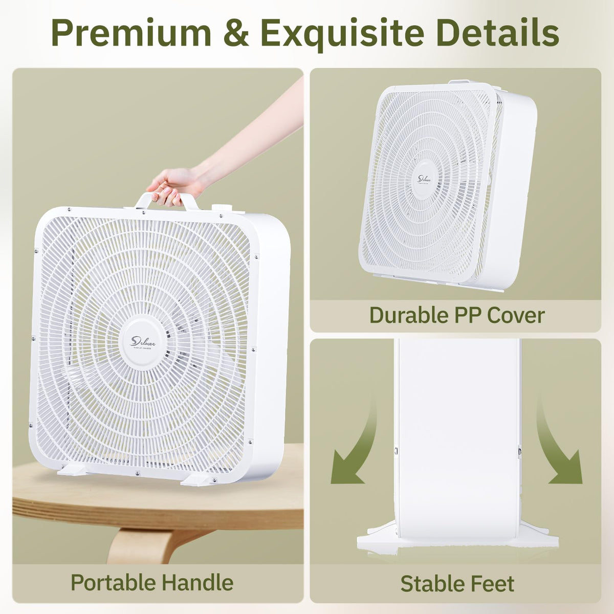 20” 3-Speed Box Fan with Carry Handle, White P214986