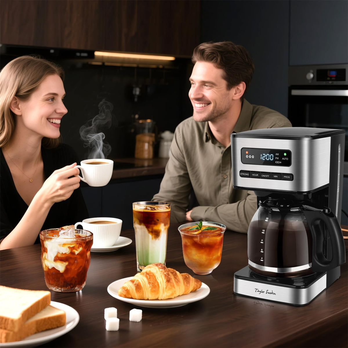 Programmable Coffee Maker 12 Cup, Black & Stainless Steel L56264