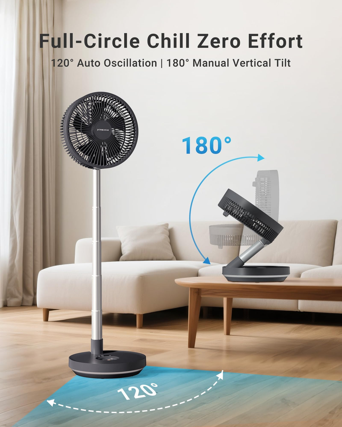 10" Portable Oscillating Fan with 10000mAh Rechargeable Battery P59858