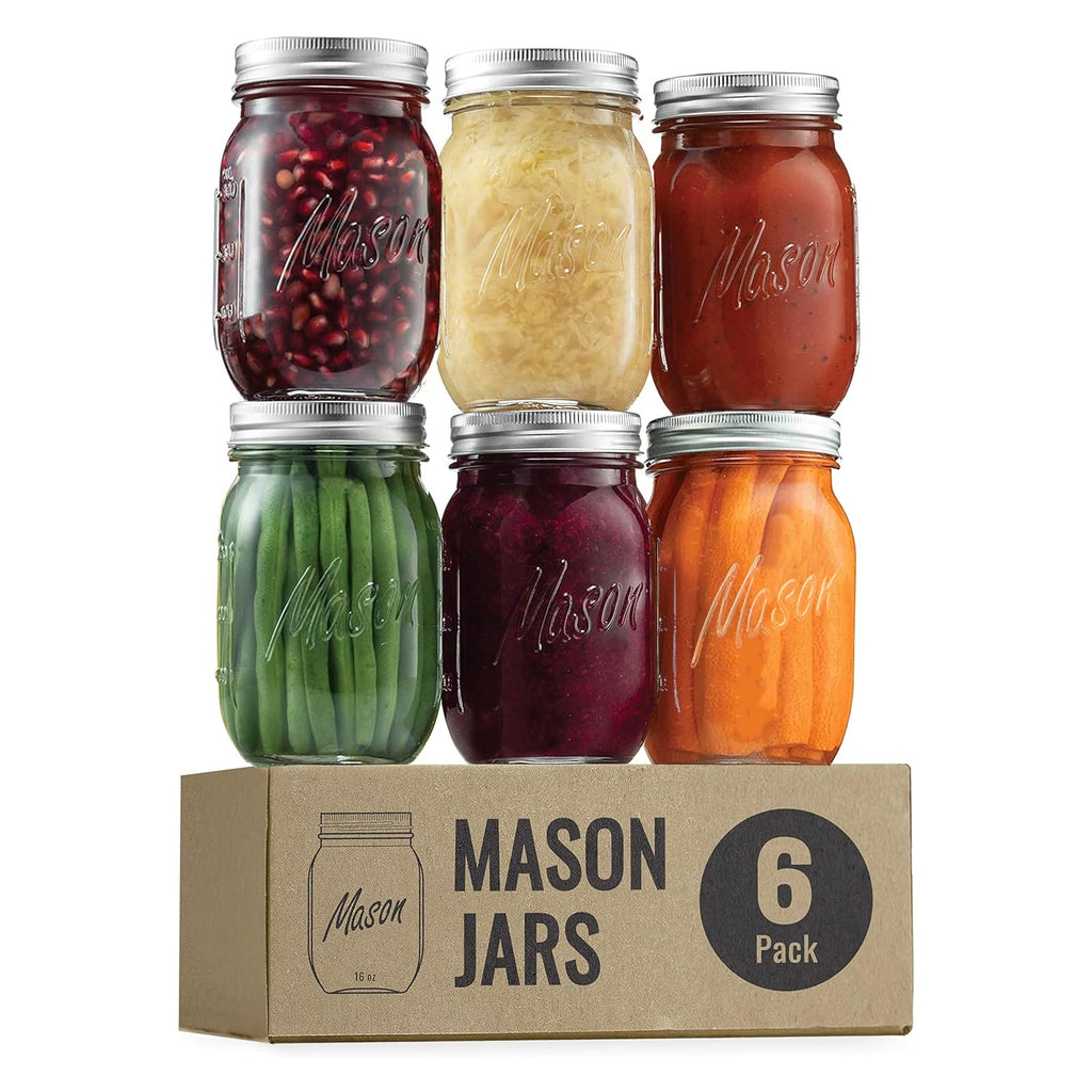16 Oz 6 Pack Regular Mouth Mason Jars C5627