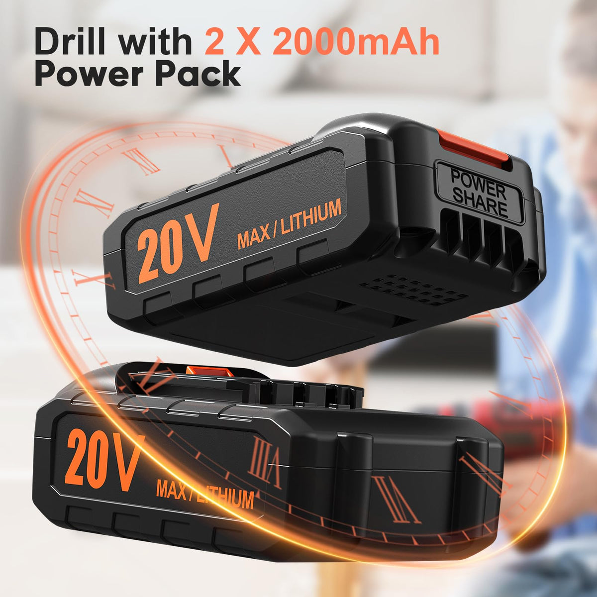 20V Cordless Drill with 2000mAh Power Pack and Charger N595324