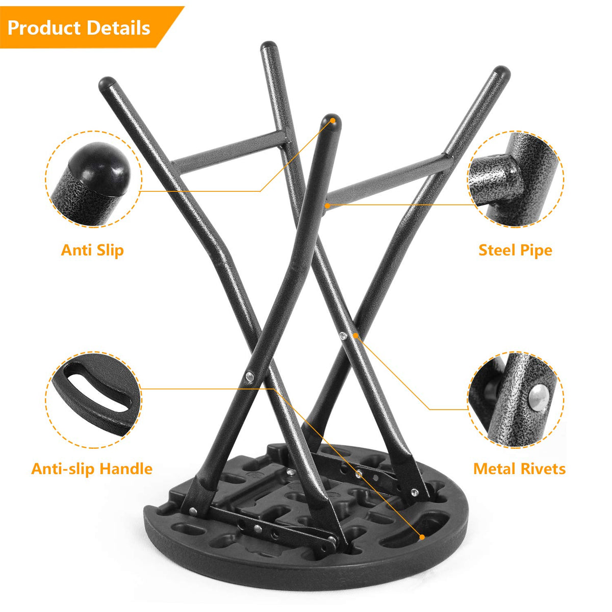 Black Folding Stool with Handle A495