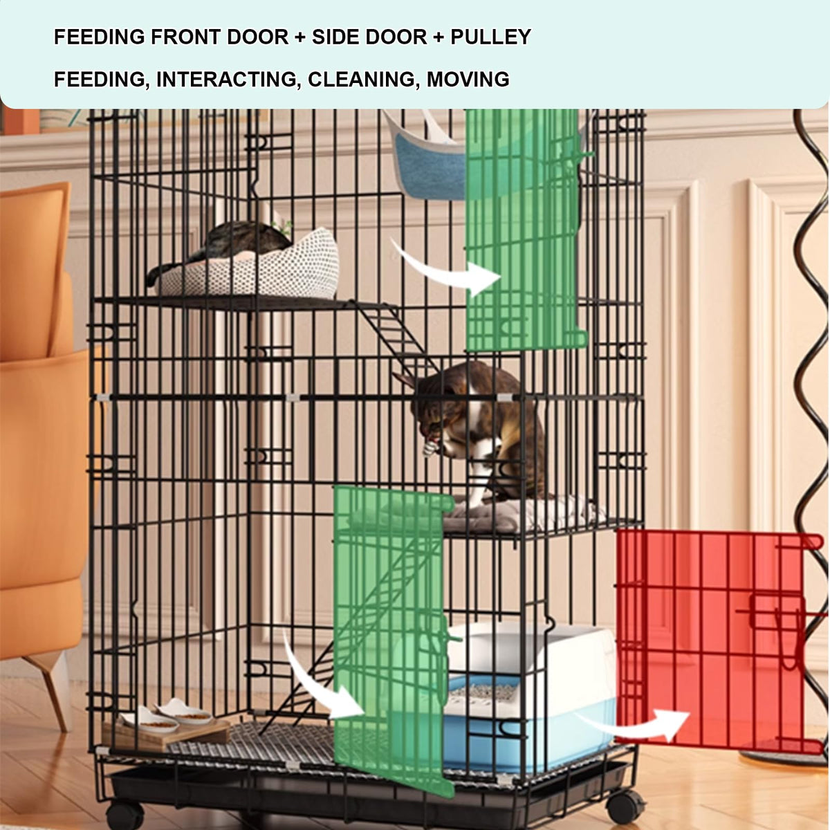 4-Tier Cat Cage with Wheels Z750
