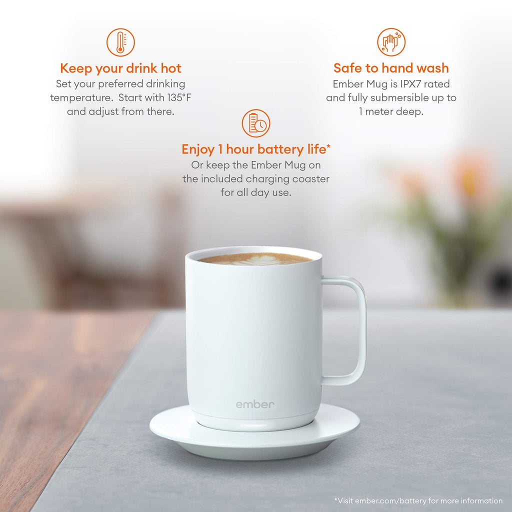White 10 Ounce Temperature Control Smart Mug X6865