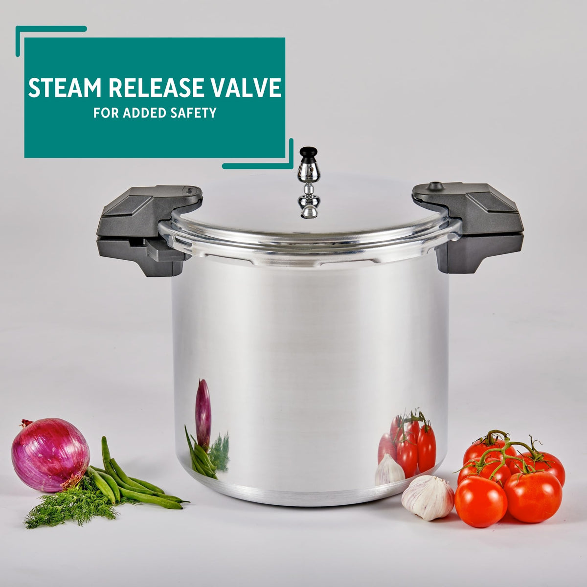 Polished Aluminum 22-Quart Pressure Cooker D19943