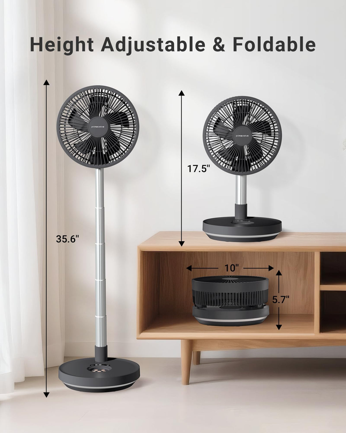 10" Portable Oscillating Fan with 10000mAh Rechargeable Battery P59858