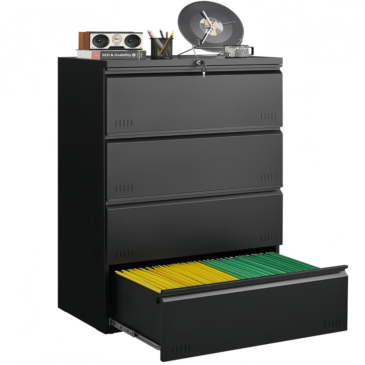 Metal File Cabinet with Lock, 4 Drawer Heavy Duty Office Storage Cabinet K665