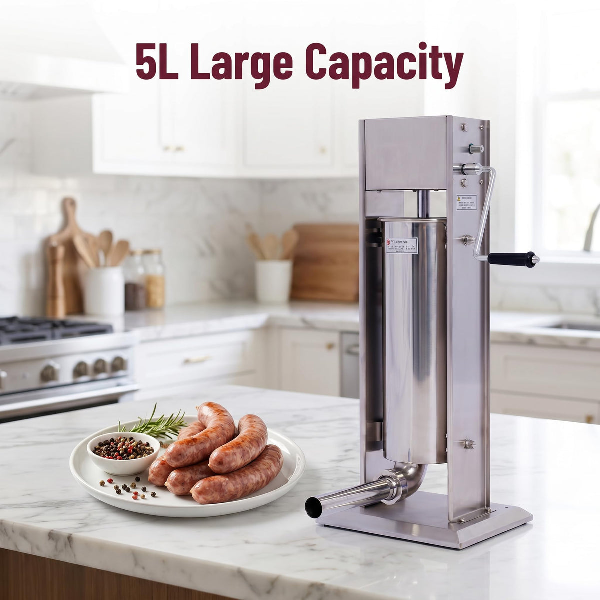 Stainless Steel Dual Speed 15lb Sausage Stuffer with 4 Nozzles P85221
