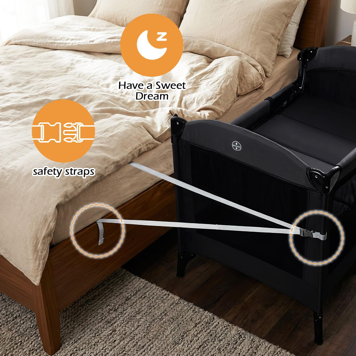 4 in 1 Baby Bassinet Bedside Crib T834
