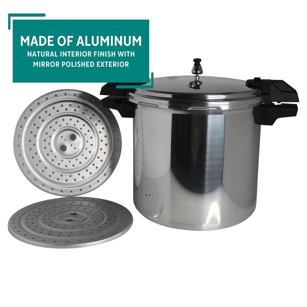Polished Aluminum 22-Quart Pressure Cooker D19943
