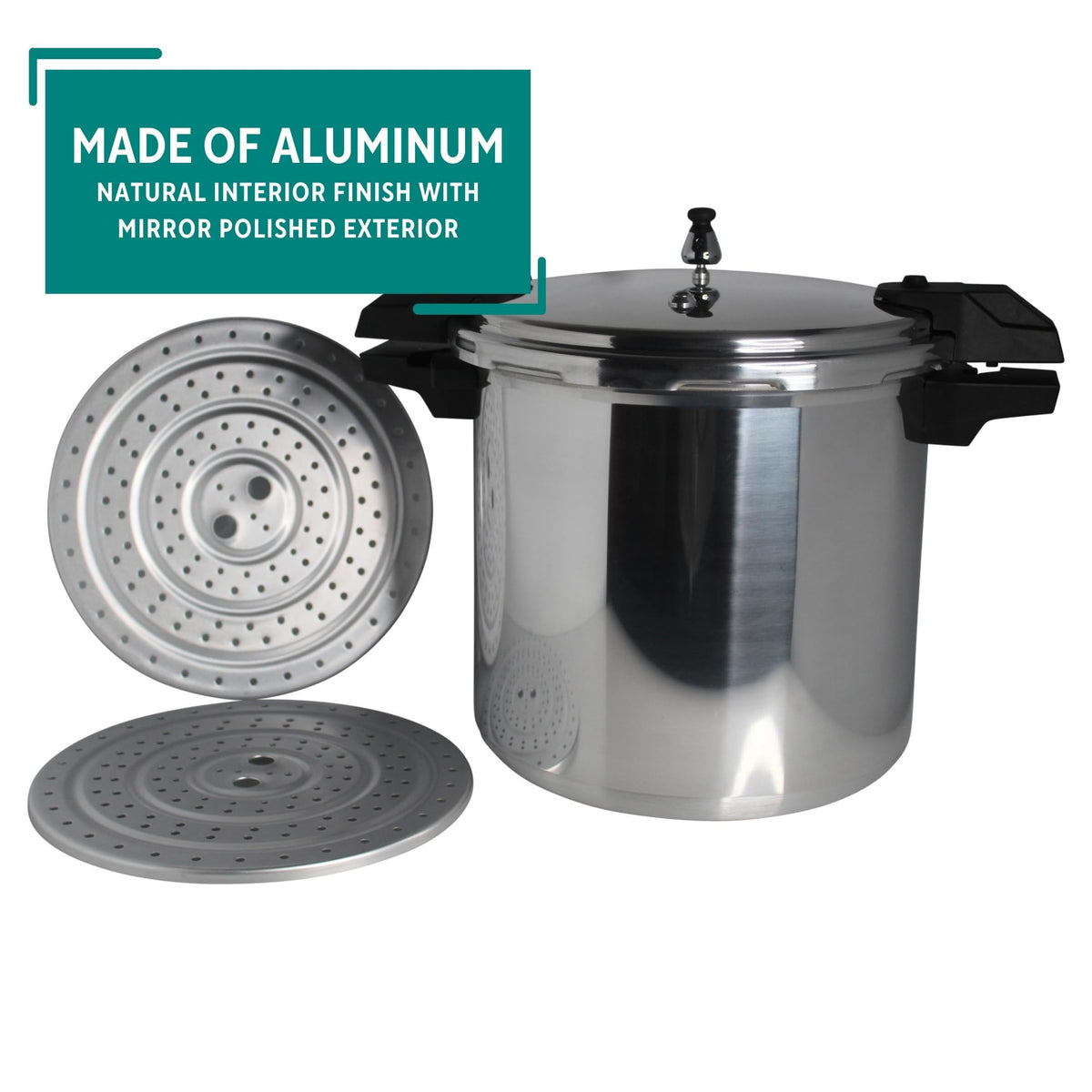 Polished Aluminum 22-Quart Pressure Cooker D19943