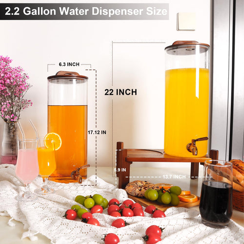 2.2 Gallon Glass Drink Dispenser with Stand U5812