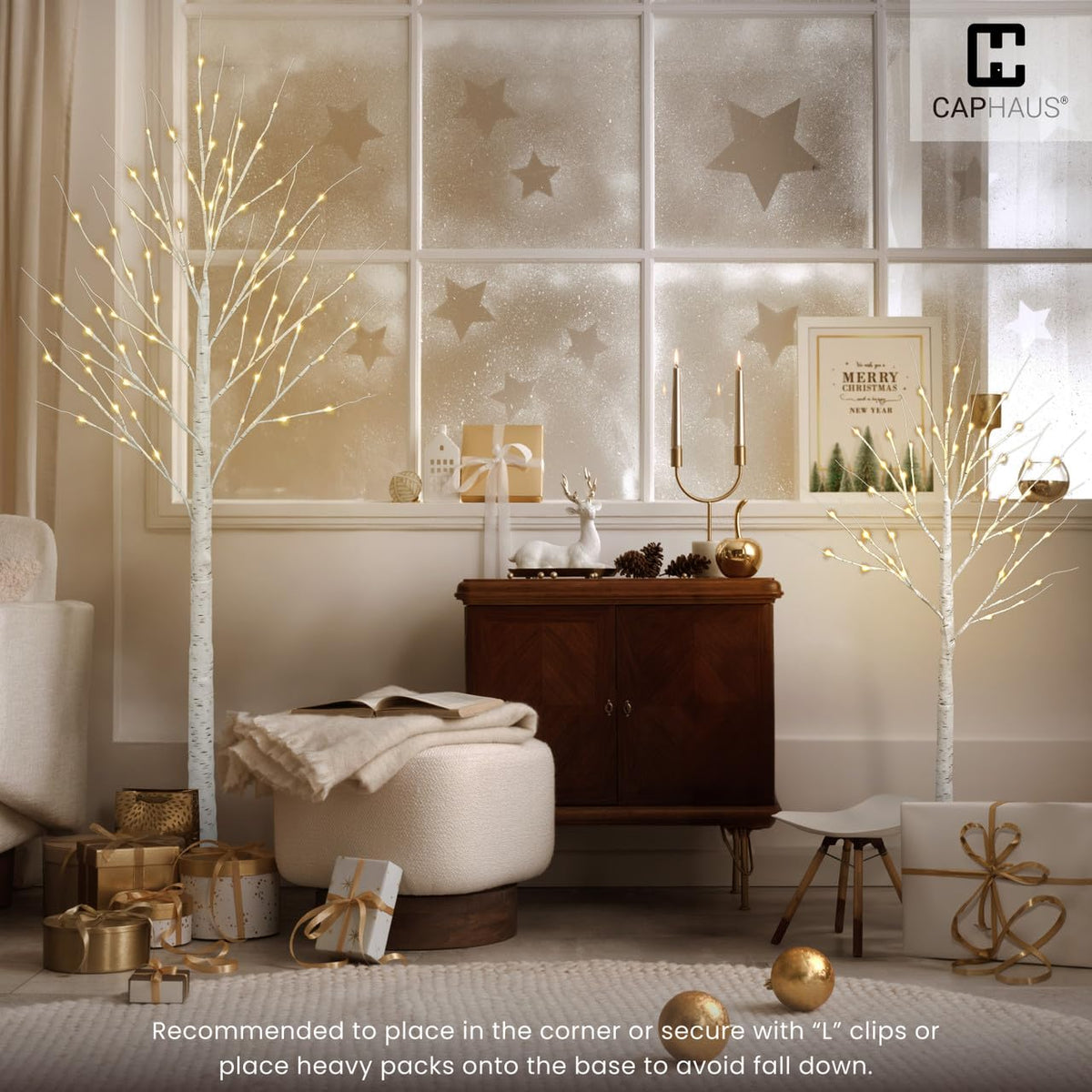 8 Ft White Pre-Lit Birch Tree with 132 Warm White LED U806