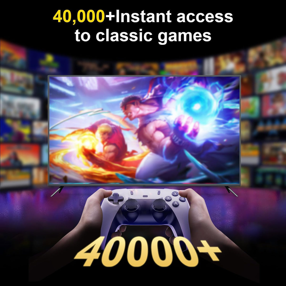 Retro Game Stick Console with 4K HDMI Output, 64GB Memory Card, and 2.4GHz Wireless Controllers H4573
