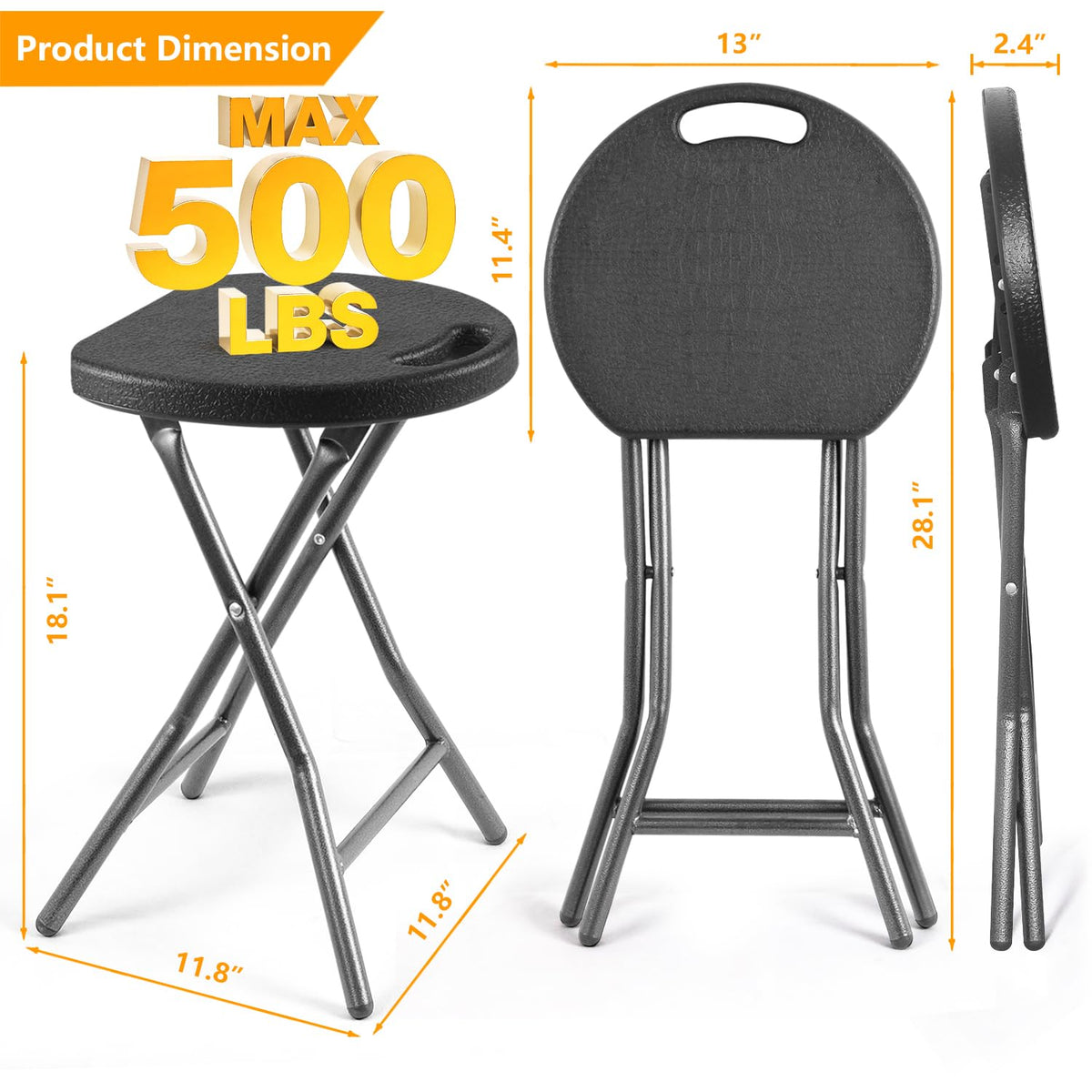 Black Folding Stool with Handle A495