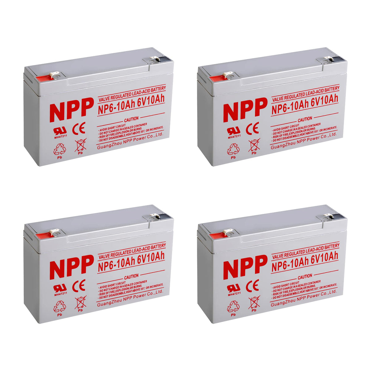 6V 10Ah Rechargeable Sealed Lead Acid Battery 4Pcs Z513460