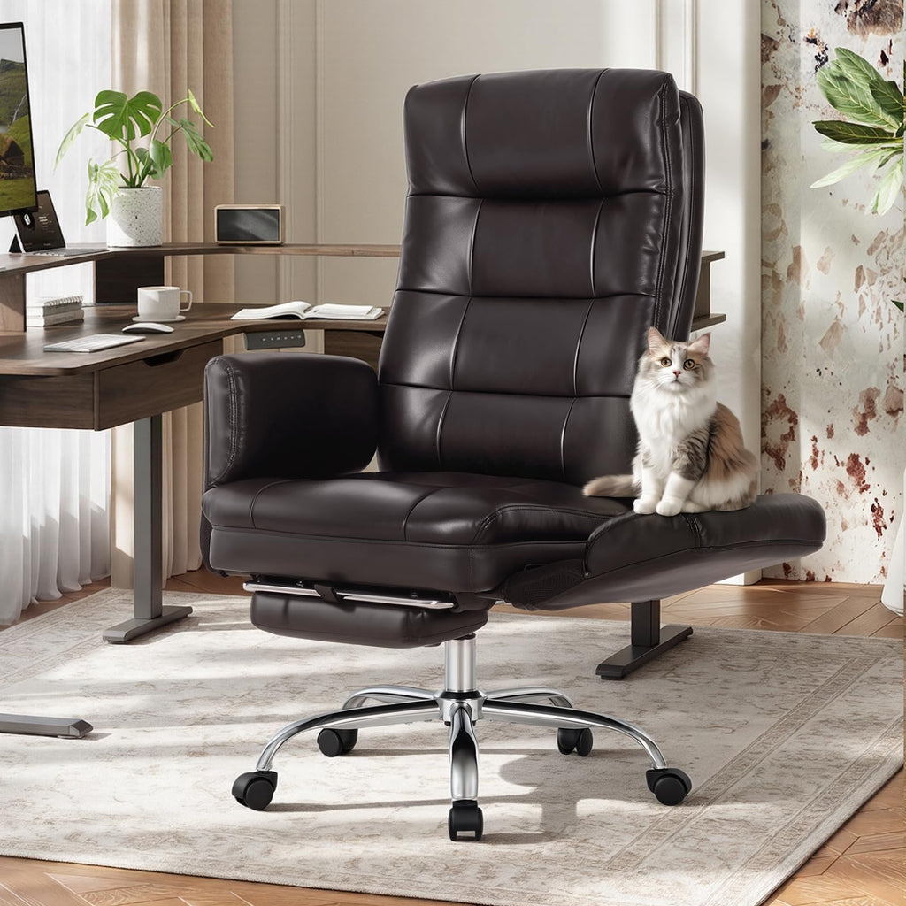 Big and Tall Ergonomic Office Chair with Foot Rest, Brown G8397