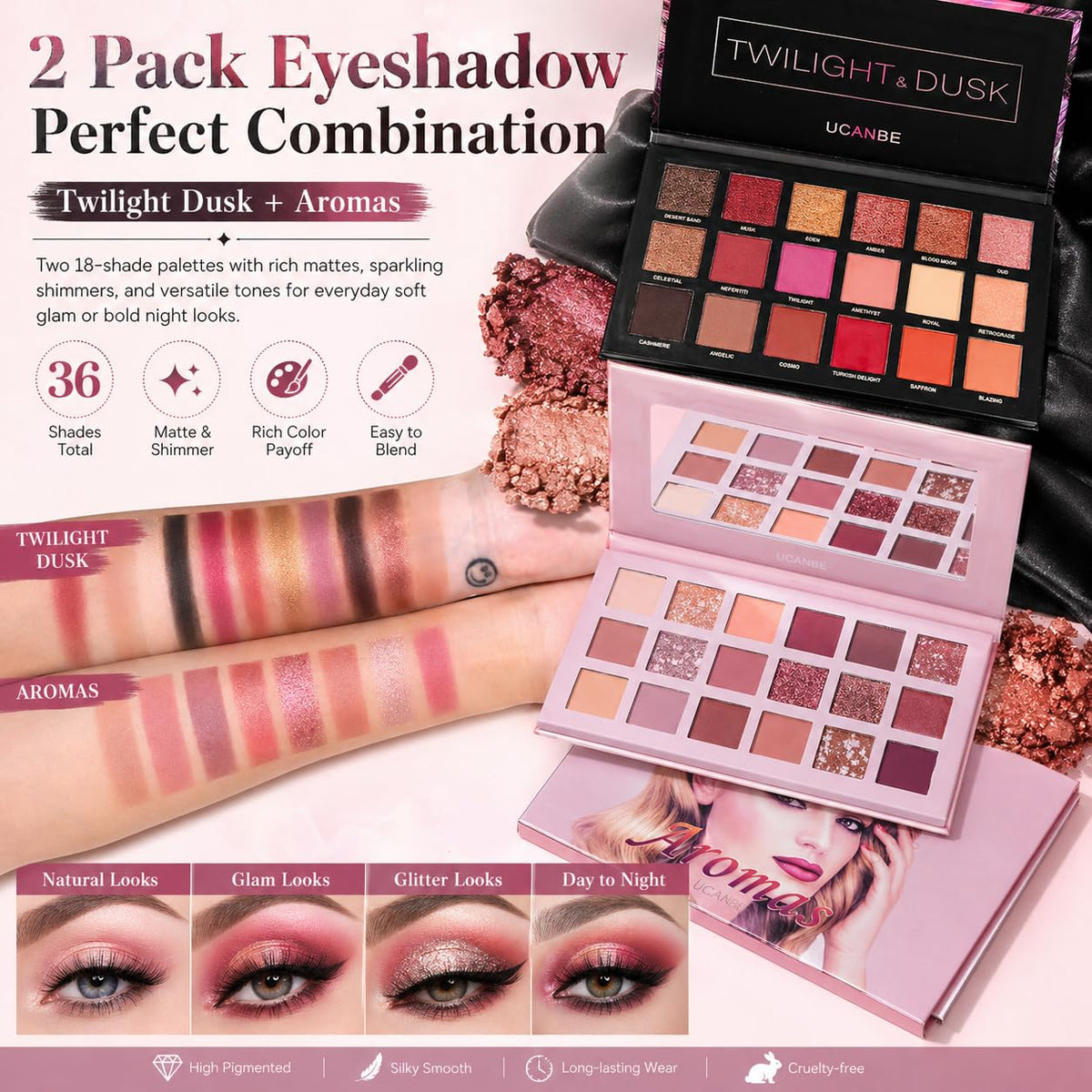 Nude Eyeshadow Palette Makeup Set, Matte Shimmer Glitter Pressed Pearl P904741